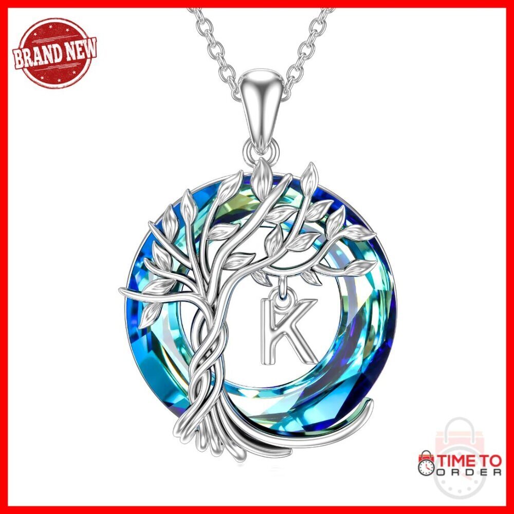 925 Sterling Silver Tree of Life Pendant Necklace with Crystal Gift